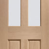 Fire Rated Malton Oak Door - No Raised Mouldings - Clear Glass - 1/2 Hour Fire Rated