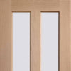 Bespoke Thruslide Malton Oak Glazed - 4 Sliding Doors and Frame Kit - Prefinished