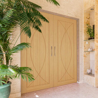 Image: Bespoke Amalfi Oak Internal Door Pair - Prefinished