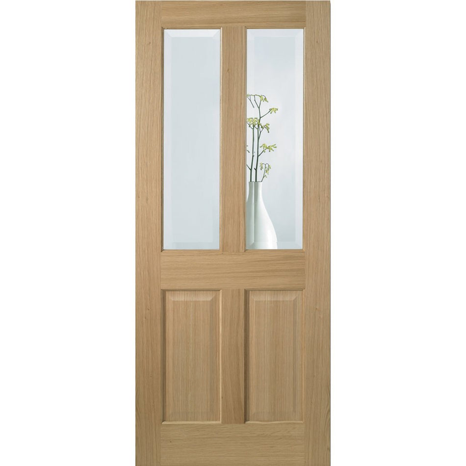 Richmond Oak Door - No Raised Mouldings - Bevelled Clear Glass