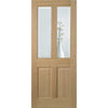 Top Mounted Black Sliding Track & Door - Richmond White Oak Door - No Raised Mouldings - Bevelled Clear Glass - Unfinished