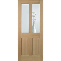 Double Sliding Door & Track - Richmond Oak Doors - Bevelled Clear Glass - Prefinished
