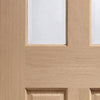 Malton Oak Double Evokit Pocket Door Detail - Bevelled Clear Glass - No Raised Moulding