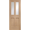 Malton Oak Internal Door Pair - Bevelled Clear Glass - No Raised Mouldings