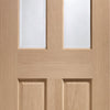 Malton Oak Single Evokit Pocket Door Detail - Bevelled Clear Glass - No Raised Moulding