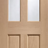 Two Folding Doors & Frame Kit - Malton Oak 2+0 - Bevelled Clear Glass - No Raised Mouldings - Unfinished
