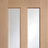 Two Folding Doors & Frame Kit - Malton Oak 2+0 - Bevelled Clear Glass - No Raised Mouldings - Unfinished