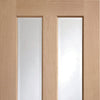 Malton Oak Single Evokit Pocket Door Detail - No Raised Moulding - Bevelled Clear Glass - Prefinished