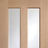 Malton Oak Single Evokit Pocket Door Detail - No Raised Moulding - Bevelled Clear Glass - Prefinished
