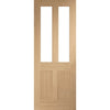 Double Sliding Door & Wall Track - Malton Oak Shaker 2 Pane & 2 Pane Door - Clear Glass