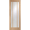 Single Sliding Door & Wall Track - Worcester Oak 3 Pane Door - Clear Glass - Unfinished