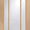 Double Sliding Door & Track - Worcester Oak 3 Pane Doors - Clear Glass - Unfinished
