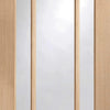 Two Sliding Doors and Frame Kit - Worcester Oak 3 Pane Door - Clear Glass - Unfinished