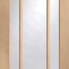 Single Sliding Door & Wall Track - Worcester Oak 3 Pane Door - Clear Glass - Unfinished