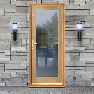 Image: Shaker 1L Oak External Door and Frame Set with Fittings - Clear Double Glazing
