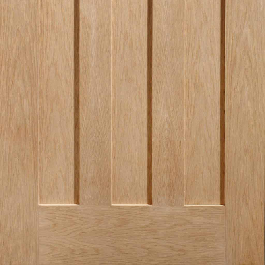 Five Folding Doors & Frame Kit - 1930's Oak Solid 3+2 - Frosted Glass - Unfinished