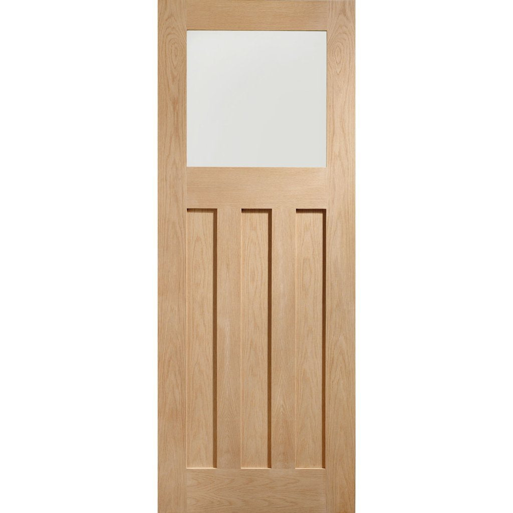 Four Folding Doors & Frame Kit - 1930's Oak Solid 3+1 - Frosted Glass - Unfinished