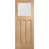 Three Folding Doors & Frame Kit - 1930's Oak Solid 3+0 - Frosted Glass - Unfinished