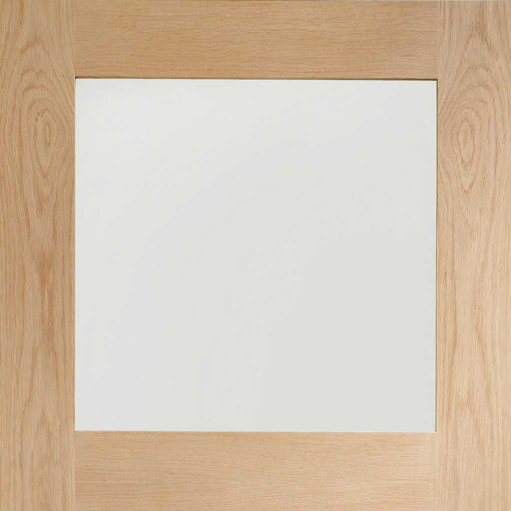 Four Folding Doors & Frame Kit - 1930's Oak Solid 3+1 - Frosted Glass - Unfinished
