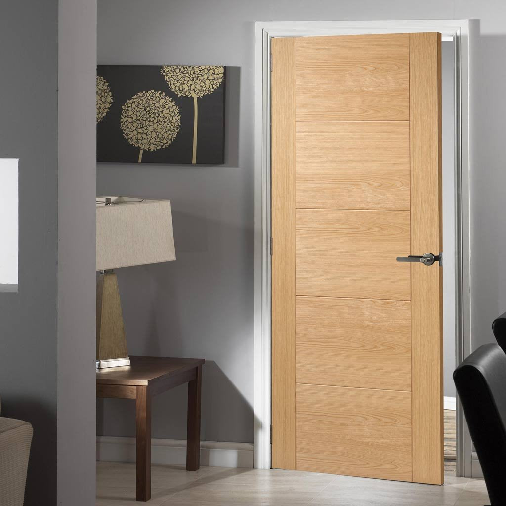 Vancouver Oak 5 Panel Flush Fire Door - 1/2 Hour Fire Rated - Prefinished