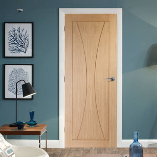 Image: Simpli Door Set - Verona Oak Flush Door - No Decoration