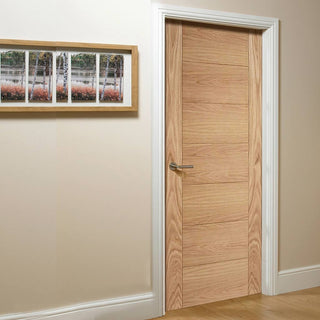 Image: FD30 Fire Door, Carini 7 Panel Oak Flush Door - 30 Minute Fire Rated - Prefinished
