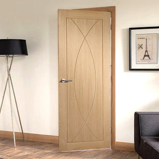 Image: Simpli Fire Door Set - Pesaro Oak Flush Fire Door - No Decoration
