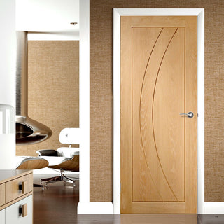Image: Simpli Door Set - Salerno Oak Flush Door - No Decoration