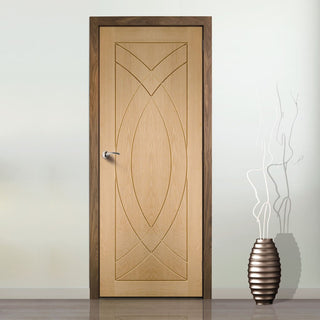 Image: Simpli Fire Door Set - Treviso Oak Flush Fire Door - No Decoration