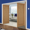 Three Folding Doors & Frame Kit - 1 Panel Inlay Flush Oak 2+1 - Prefinished