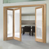 Three Folding Doors & Frame Kit - Pattern 10 Oak 2+1 - Frosted Glass - Unfinished