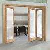 Three Folding Doors & Frame Kit - Pattern 10 Oak 2+1 - Frosted Glass - Unfinished