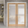 Pattern 10 Oak Door Pair - Full Pane Frosted Glass