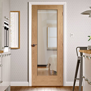 Image: Simpli Door Set - Patt 10 Oak Door - Clear Glass - Prefinished