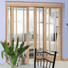 Three Sliding Doors and Frame Kit - Worcester Oak 3 Pane Door - Clear Glass - Prefinished