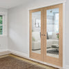 Pattern 10 Oak 1 Pane Internal Door Pair - Clear Glass