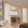 Double Sliding Door & Wall Track - Pattern 10 Oak Doors - Frosted Glass - Unfinished
