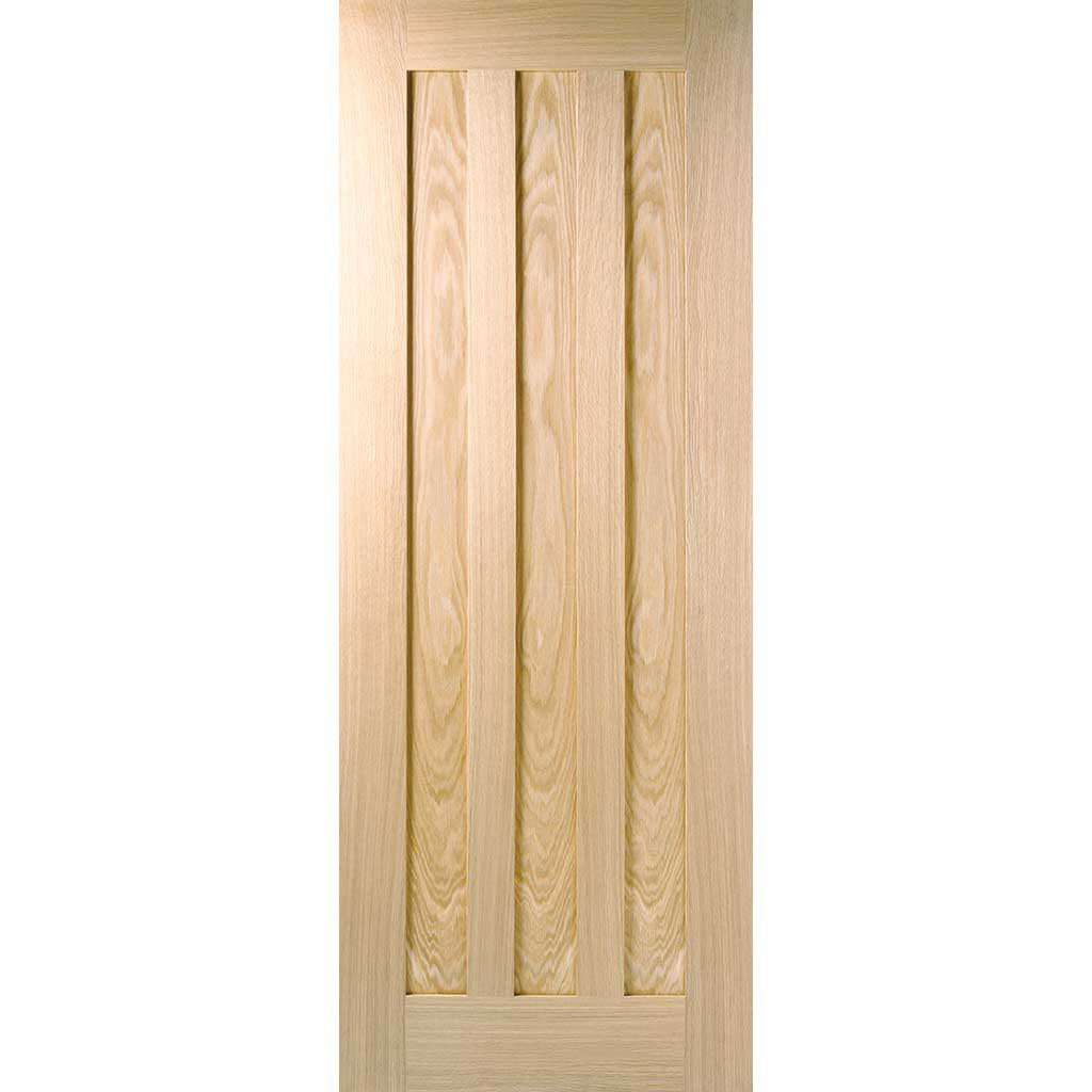 Double Sliding Door & Wall Track - Idaho 3 Panel Oak Doors - Prefinished