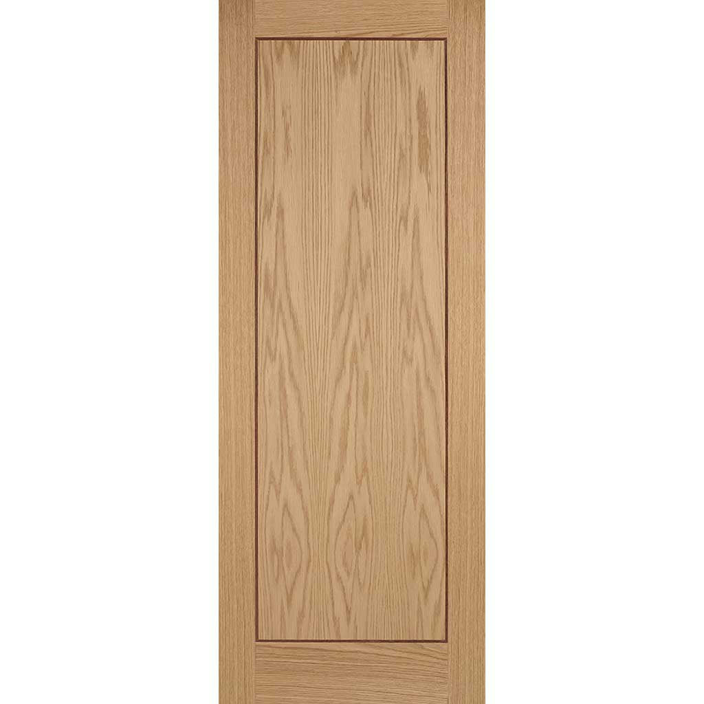 Two Folding Doors & Frame Kit - 1 Panel Inlay Flush Oak 2+0 - Prefinished