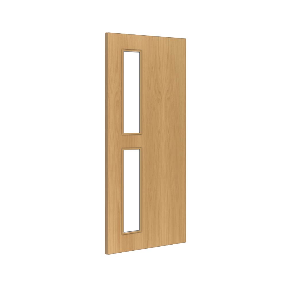 Bespoke Fire Door - Flush American White Oak Veneer - 30 Minute Fire Rated - Clear Glass - 07 - Prefinished