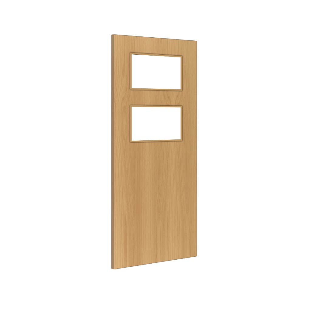 Bespoke Fire Door - Flush American White Oak Veneer - 30 Minute Fire Rated - Clear Glass - 02 - Prefinished