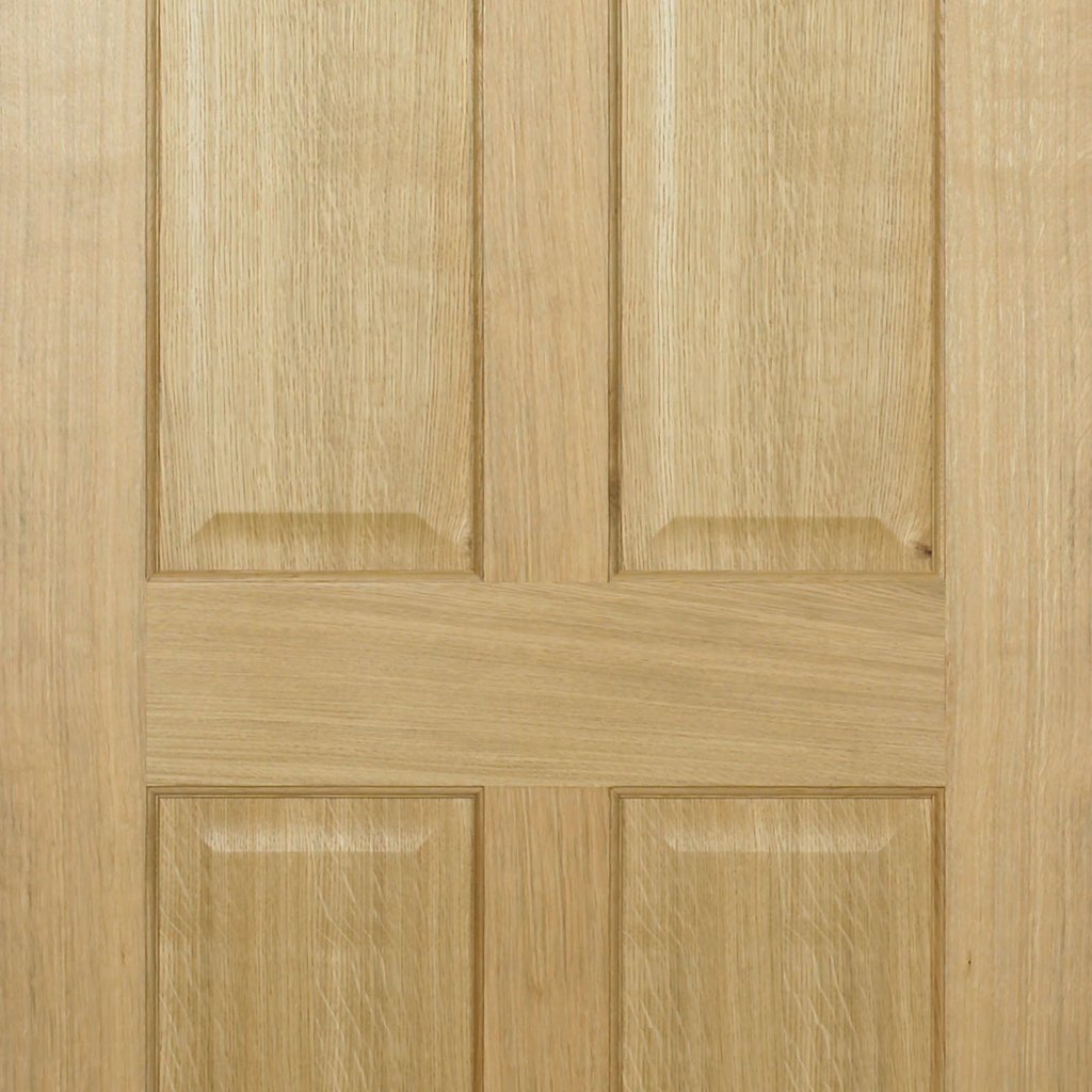 FD30 Fire Door, Regency 4 Panel Oak Door - No Raised Mouldings - 1/2 Hour Fire Rated - Prefinished