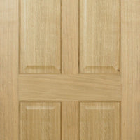 FD30 Fire Door, Regency 4 Panel Oak Door - No Raised Mouldings - 1/2 Hour Fire Rated - Prefinished