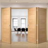 Three Folding Doors & Frame Kit - Vancouver 5 Panel Effect Flush Oak 2+1 - Prefinished