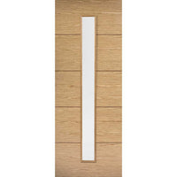 Bespoke Thruslide Surface Lille 1L Oak Flush Door - Clear Glass - Sliding Door and Track Kit - Prefinished
