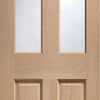 Malton Oak Single Evokit Pocket Door Detail - No Raised Moulding - Bevelled Clear Glass - Prefinished