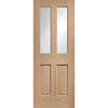 Four Folding Doors & Frame Kit - Malton Oak 2+2 - Bevelled Clear Glass - No Raised Mouldings - Unfinished