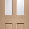 Three Folding Doors & Frame Kit - Malton Oak 2+1 - Bevelled Clear Glass - No Raised Mouldings - Unfinished