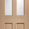 Four Folding Doors & Frame Kit - Malton Oak 3+1 - No Raised Mouldings - Bevelled Clear Glass - Prefinished