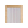 Mexicano Oak Single Evokit Pocket Door - Half Light Clear Glass - Frosted Lines